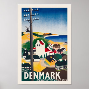 Póster Visita a Dinamarca Poster de Viajes Vintage 1936