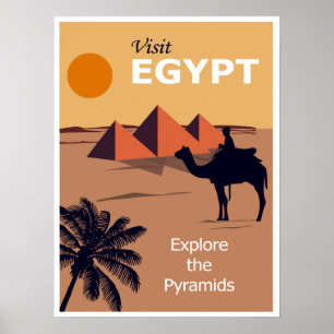 Póster Visita a Egipto Explorar los viajes de las Pirámid