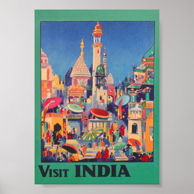 Póster Visita a India Vintage Travel Poster (Frente)