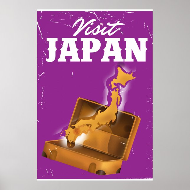 Póster Visita a Japón poster de viaje vintage (Frente)