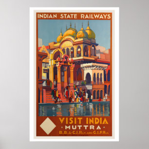 Póster Visita a la India Ferrocarriles del Estado Indio V