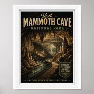 Póster Visita al Parque Nacional Mammoth Cave Vintage de