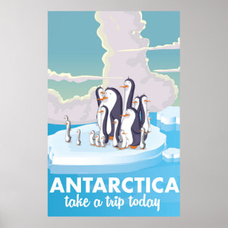 Póster Visita al poster de viajes Antártico Vintage