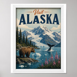 Póster Visita Alaska Viajes Vintage