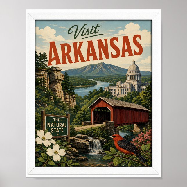 Póster Visita Arkansas Viajes Vintage (Frente)