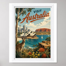 Póster Visita Australia Viajes Vintage