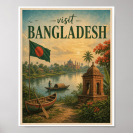 Póster Visita Bangladesh Travel Vintage