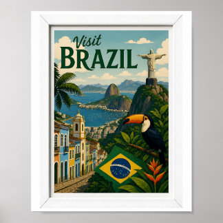 Póster Visita Brasil Viaje Vintage