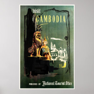 Póster VISITA CAMBOYA Oficina Nacional de Turismo de Phno