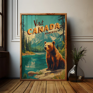 Póster Visita Canadá Alberta - Poster de oso pardo