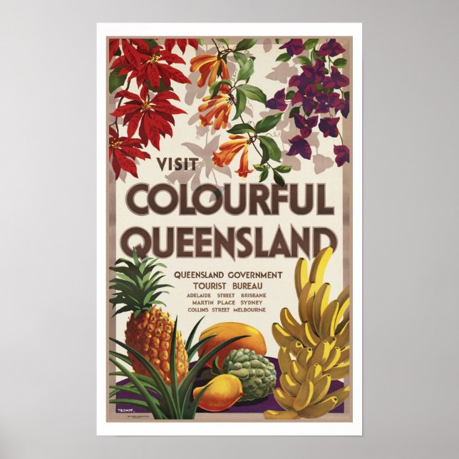Póster Visita Colorful Queensland Australia (Frente)