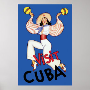 Póster Visita Cuba Vintage Cuba Travel Poster (Cuba 2)