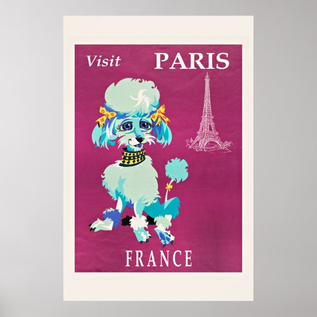 Póster Visita de la Vintage París (Poodle francés) (Frente)