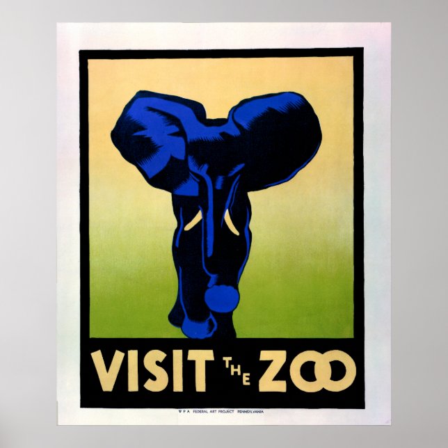 Póster Visita del Poster del Zoo WPA en los años 30 (Frente)