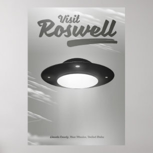 Póster Visita el cartel vintage de Roswell UFO