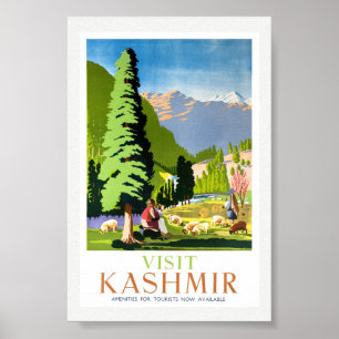 Póster Visita el cartel vintage de viaje de Kashmir India
