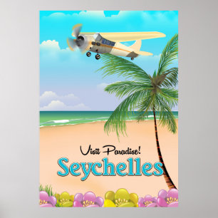 Póster ¡Visita el paraíso! Afiche de viaje de Seychelles