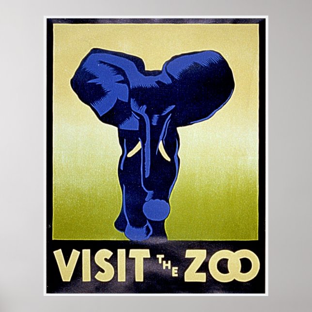 Póster Visita el Zoo - Elephant - Poster Vintage WPA (Frente)