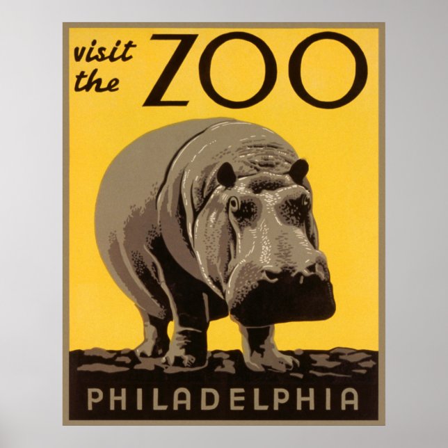 Póster Visita el Zoológico de Filadelfia WPA (Frente)