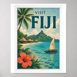 Póster Visita Fiji Travel Vintage