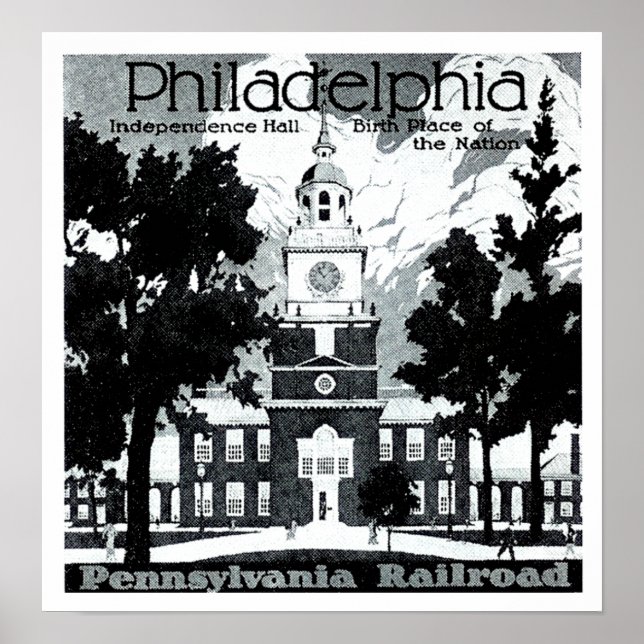 Póster Visita Filadelfia en el Ferrocarril de Pensilvania (Frente)