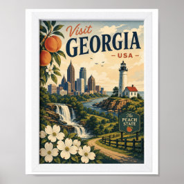 Póster Visita Georgia State Travel Vintage
