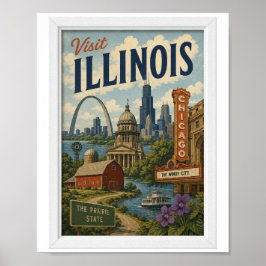 Póster Visita Illinois Viajes Vintage
