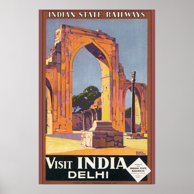 Póster Visita India Delhi Vintage Travel Poster (Frente)