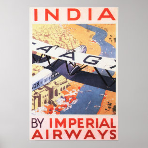 Póster Visita INDIA Imperial Airways Vintage Poster de Vi