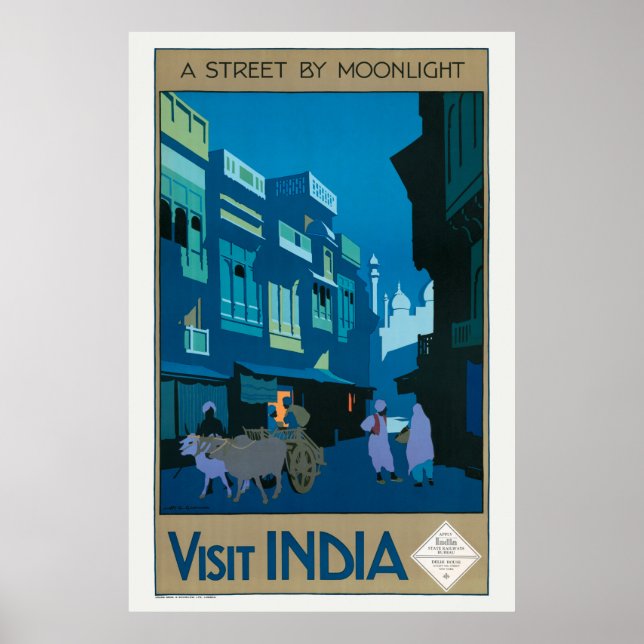 Póster Visita India por una calle con un afiche de viajes (Frente)