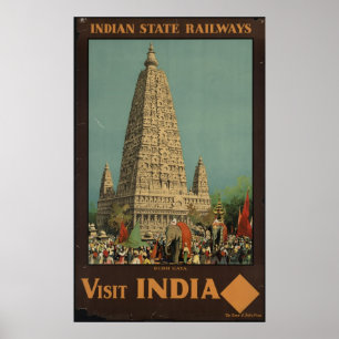 Póster Visita India Viajes de Poster de Viajes Vintage