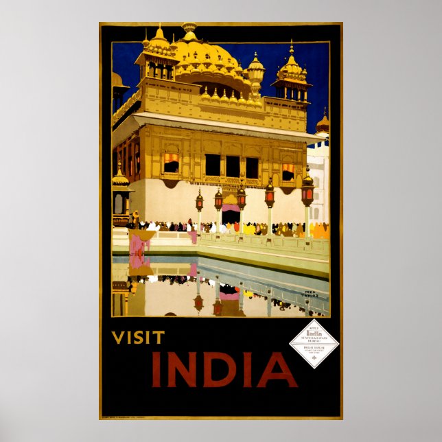 Póster Visita India Vintage 1929 Travel (Frente)