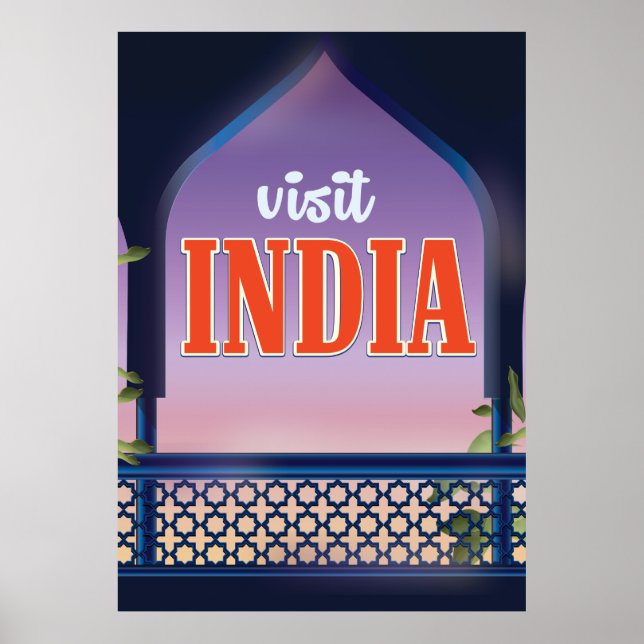 Póster Visita India Vintage travel print. (Frente)