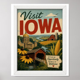 Póster Visita Iowa Travel Vintage