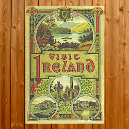 Póster Visita Irlanda viaje vintage único