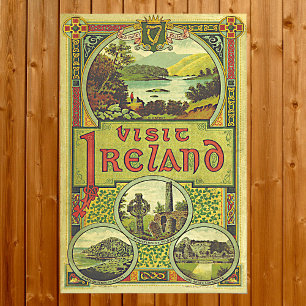 Póster Visita Irlanda viaje vintage único
