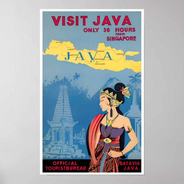 Póster Visita Java vintage (Frente)
