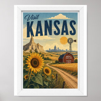 Póster Visita Kansas Travel Vintage