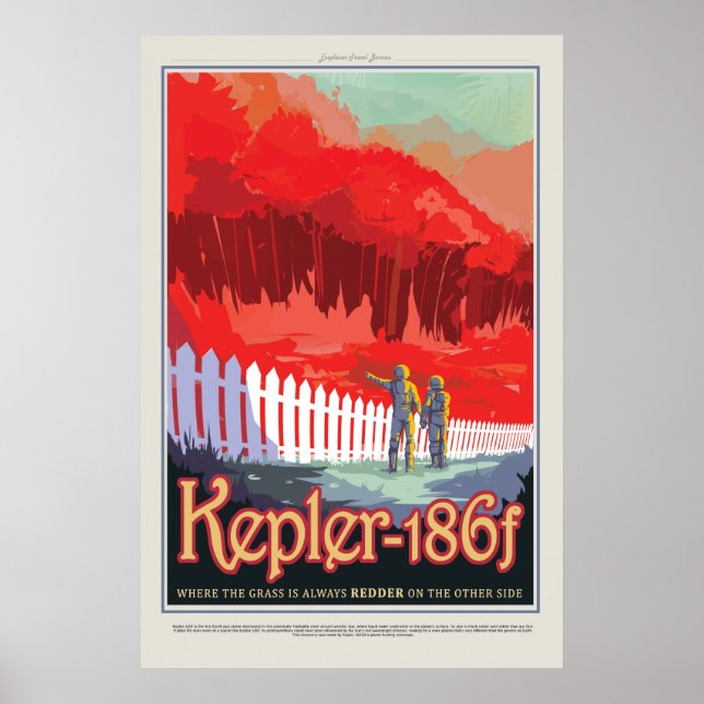 Póster Visita Kepler 186f Viaje de época de la NASA (Frente)