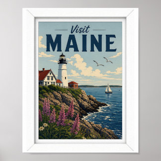 Póster Visita Maine Travel Vintage