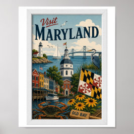 Póster Visita Maryland Viajes Vintage