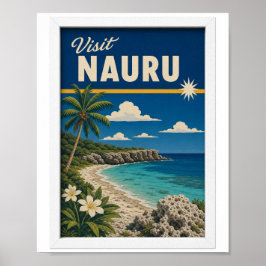 Póster Visita Nauru Travel Vintage
