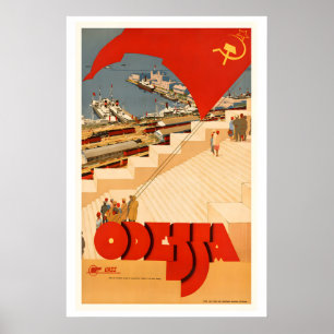 Póster Visita Odessa Ucrania Era Soviética Viajes Antiguo
