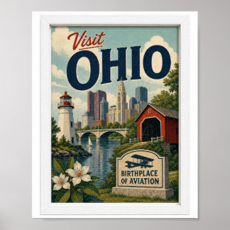 Póster Visita Ohio Travel Vintage