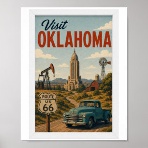 Póster Visita Oklahoma Travel Vintage