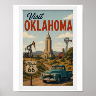Póster Visita Oklahoma Travel Vintage