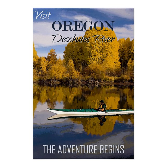 Póster Visita Oregón, Río Deschutes, (Anverso)