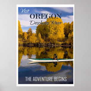Póster Visita Oregón, Río Deschutes,