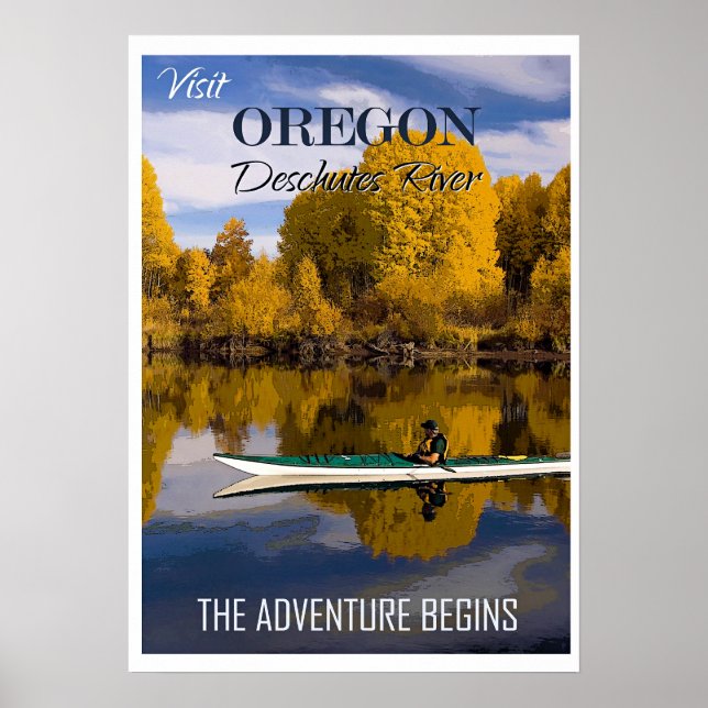 Póster Visita Oregón, Río Deschutes, (Frente)