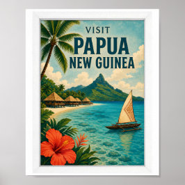 Póster Visita Papúa Nueva Guinea Viaje Vintage